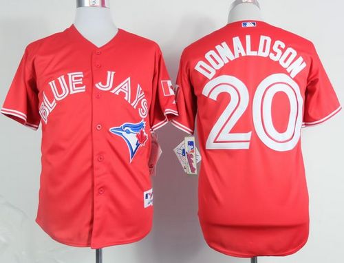 Blue Jays #20 Josh Donaldson Red Canada Day Stitched MLB Jersey - Click Image to Close